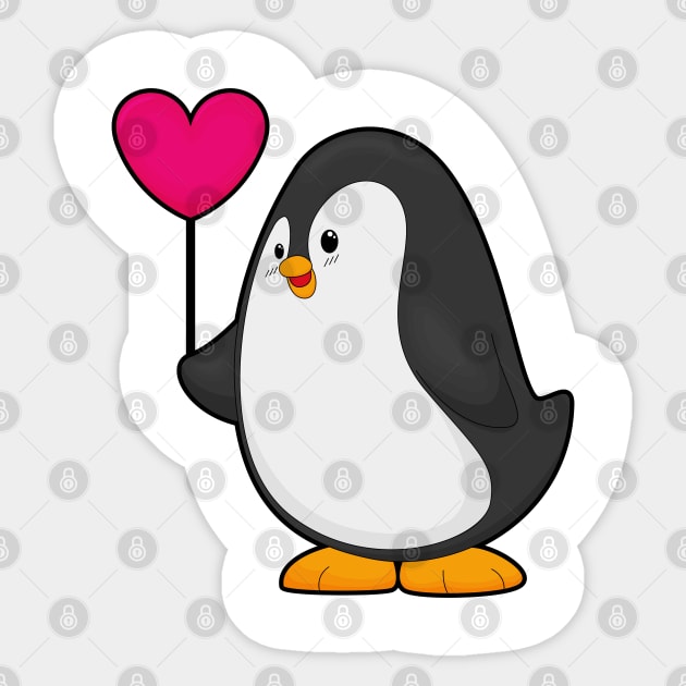 Penguin with Heart Balloon Sticker by Markus Schnabel